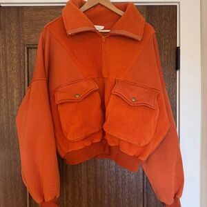 Bohme women’s fleece quarter zip pullover jacket burnt orange size medium